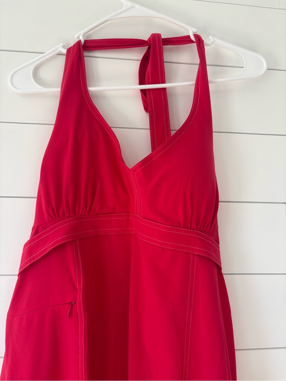 Athleta Pink Halter Midi Dress 12 Tall Built In Bra Pocket Active Travel - Picture 14 of 14